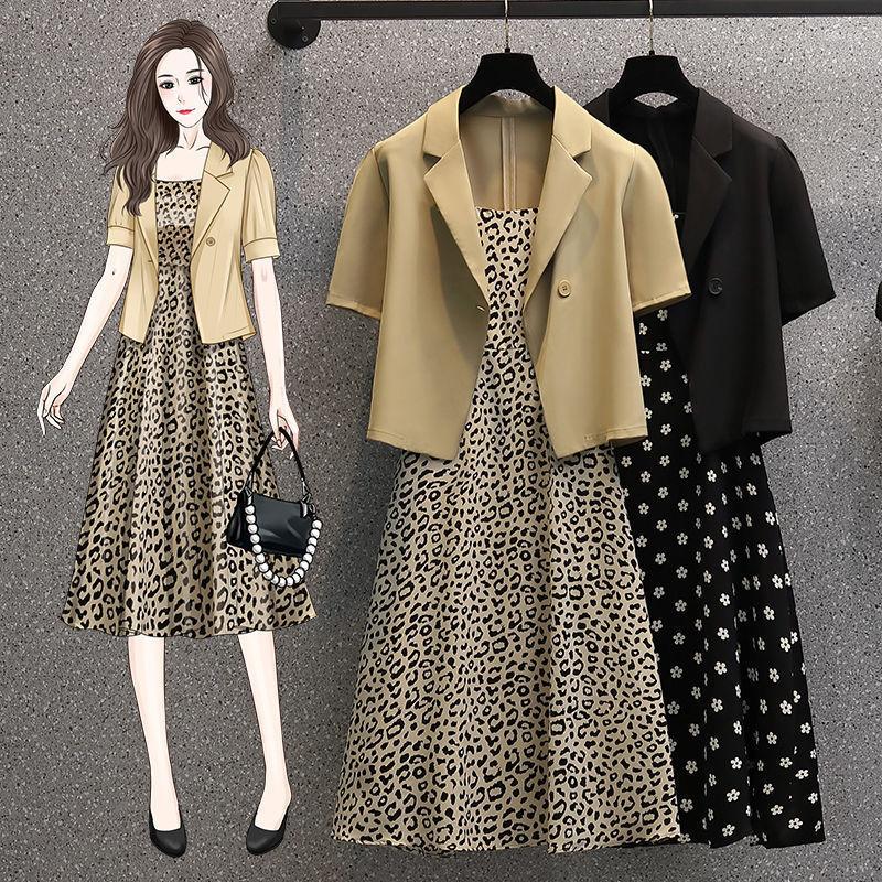 Two Piece Dress Summer Suit Women Elegant Floral Suspender Skirt Short-sleeved Top Female Vintage Casual Dresses Blazer Set, Dress01
Two Piece Dress Summer Suit Women Elegant Floral Suspender Skirt Short-sleeved Top Female Vintage Casual Dresses Blazer Set, Dress01