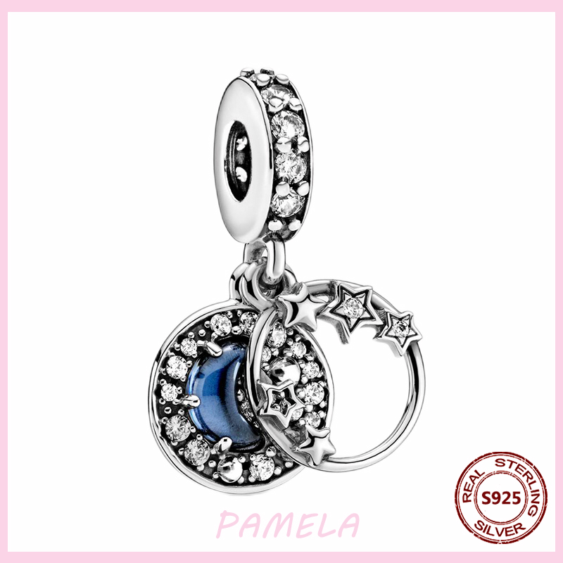 The New Popular Pure Silver Charm Moon Star Charm Pearl DIY Is Used For Primitive Pendant Bracelet Jewelry Fashion Female Gifts