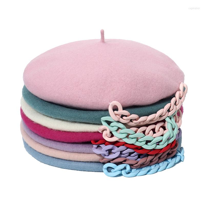 Berets Winter European And American Chain Wool Caps For Women Personality Trend Solid Color Painter Hat Boinas Para Mujer, White
Berets Winter European And American Chain Wool Caps For Women Personality Trend Solid Color Painter Hat Boinas Para Mujer, White