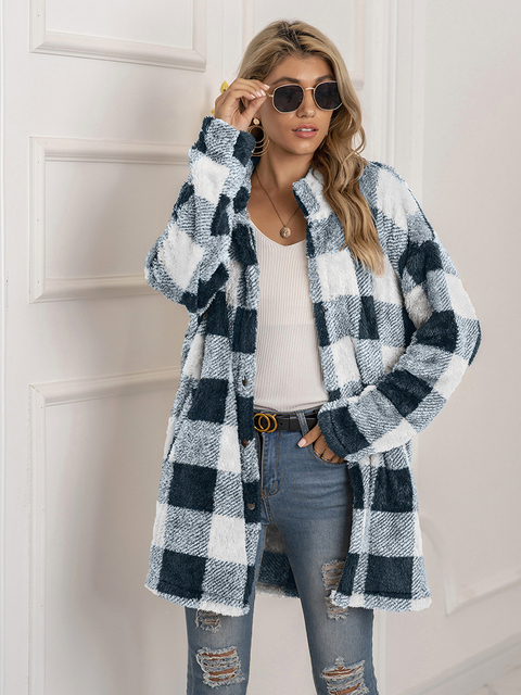 Women's Jackets Fitshinling Vintage Winter Coats Plaid Warm Arrival Fashion Overcoat Female Clothing Plush Soft Coat 221109