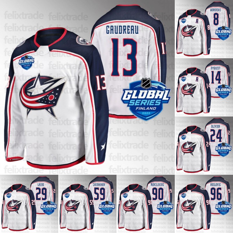 Columbus Global Series Jersey Blue Jackets Johnny Gaudreau Zach Werenski Patrik Laine Boone Jenner Mathieu Olivier Elvis Merzlikins Yegor Chinakhov Kent Johnson, 96 jack roslovic
Columbus Global Series Jersey Blue Jackets Johnny Gaudreau Zach Werenski Patrik Laine Boone Jenner Mathieu Olivier Elvis Merzlikins Yegor Chinakhov Kent Johnson, 96 jack roslovic