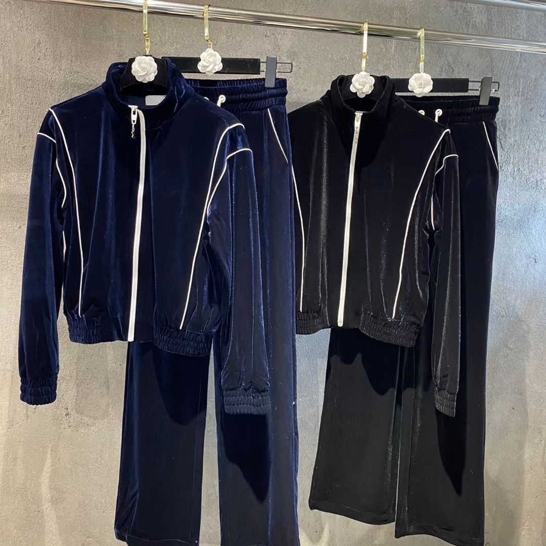 Luxury women tracksuit ce designer jacket sweatpants two-piece sports womens embroidered velvet baseball jackets pants suit, Black
Luxury women tracksuit ce designer jacket sweatpants two-piece sports womens embroidered velvet baseball jackets pants suit, Black