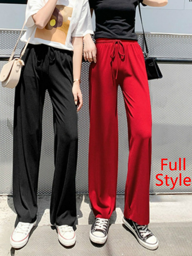 Women's Pants Capris Soft Comfort High Waist Casual Summer Slacks Ice Silk Ankle-Length Long Trousers Female 221109