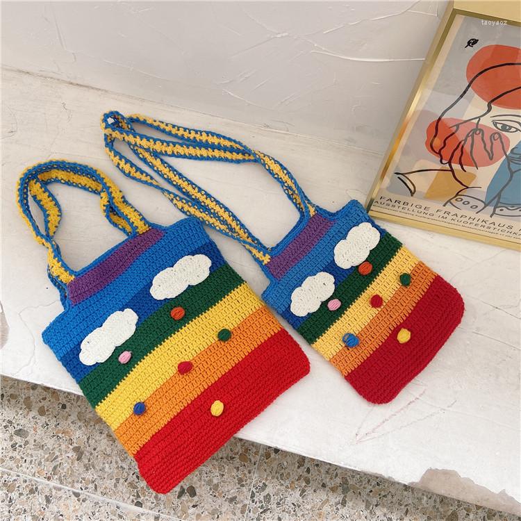 Evening Bags Retro Design Women'sTote Shopper Wool Knitting Ladies Handmade Purse And Handbags Female Girls Cute Rainbow Shoulder Bag, Coin purse
Evening Bags Retro Design Women'sTote Shopper Wool Knitting Ladies Handmade Purse And Handbags Female Girls Cute Rainbow Shoulder Bag, Coin purse