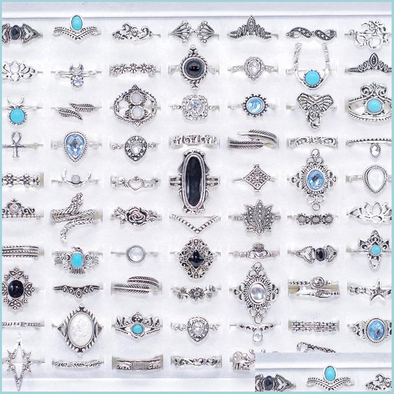 Cluster Rings Bk 100Pcs Lots Bohemia Crystal Vintage Rings Mix Size Antique Sier Ethnic Women Fashion Charm Jewelry Gifts Finger Acc Dhvkl
Cluster Rings Bk 100Pcs Lots Bohemia Crystal Vintage Rings Mix Size Antique Sier Ethnic Women Fashion Charm Jewelry Gifts Finger Acc Dhvkl