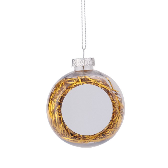 Sublimation 4 colors Pendants Thermal Heat Transfer Christmas Blnak Patch Transparent Ornament Floc Clear Plastic Christmas Ball Pendant DIY Accessori