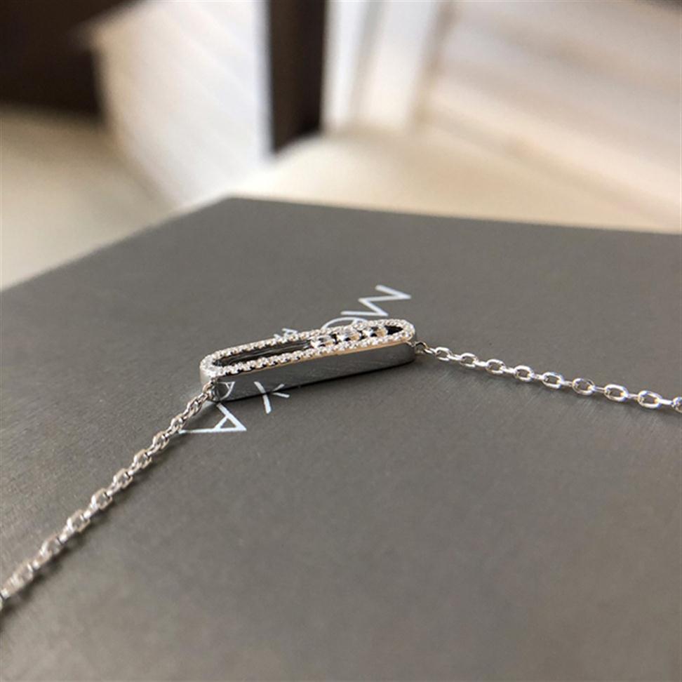 925 Sterling Sier msika Necklace French three diamond move seri Rose Gold Plated Original Fine jewelry For women C03193052