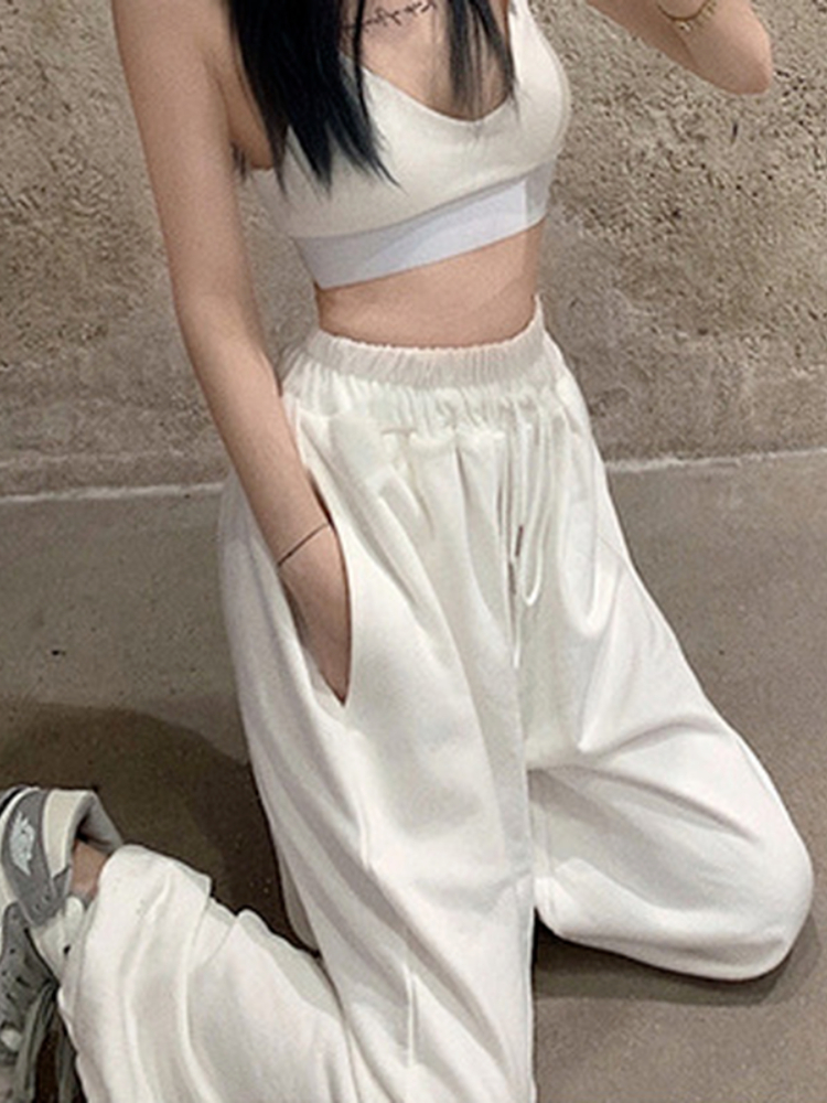 Women's Pants Capris HOUZHOU Oversize Women White Jogging Sweatpants Korean Fashion Sports Casual Harajuku Wide Joggers Trousers Ankle-length 221