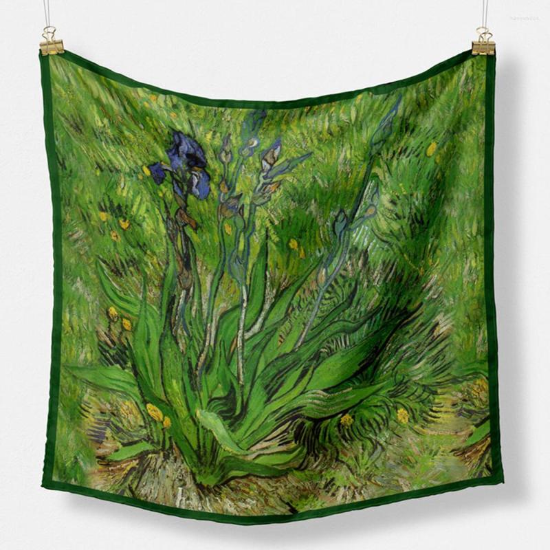 Scarves Twill Silk Scarf Women Small Head Green Iris Oil Painting Bandana Neck Tie 53cm Square Hijab Neckerchief
Scarves Twill Silk Scarf Women Small Head Green Iris Oil Painting Bandana Neck Tie 53cm Square Hijab Neckerchief