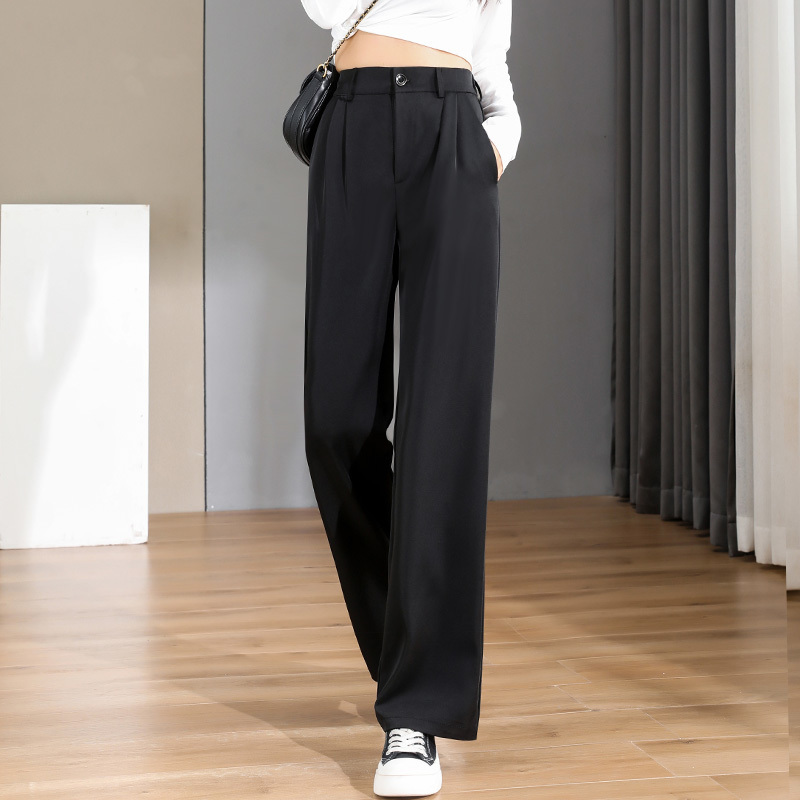 Women's Pants Capris Women Chic Office Wear Straight Vintage High Ladies Trousers Baggy Korean Spring/Summer/Autumn Wide Leg Female 221109