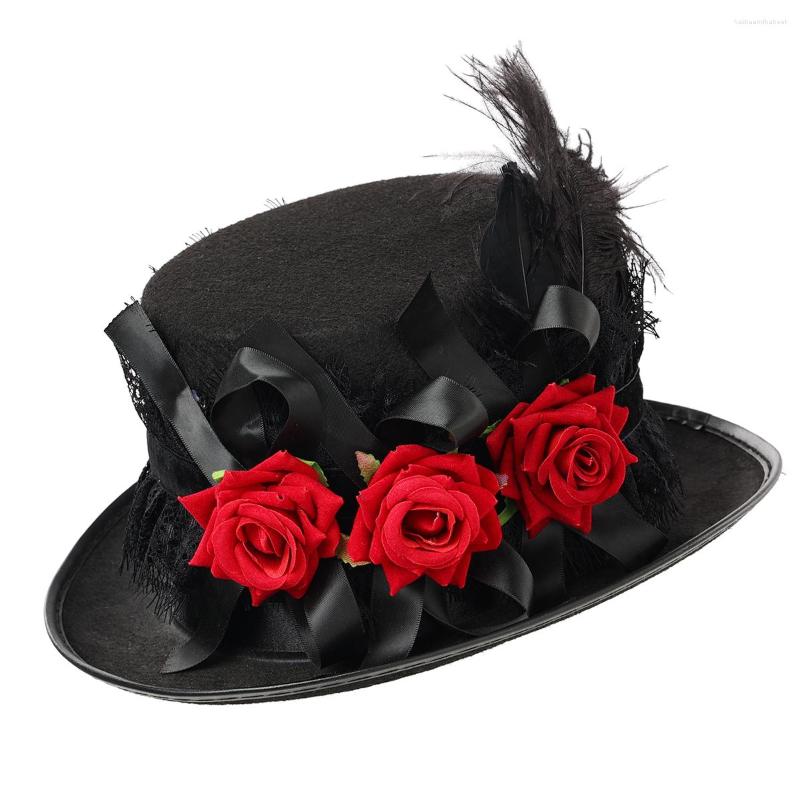 Berets Women Retro Handmade Steampunk Top Hat With Flowers And Lace Ribbon Stage Magic Party Size 58CM, Black
Berets Women Retro Handmade Steampunk Top Hat With Flowers And Lace Ribbon Stage Magic Party Size 58CM, Black