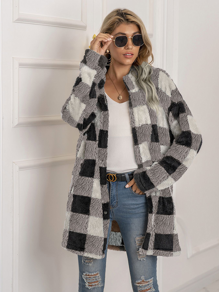 Women's Jackets Fitshinling Vintage Winter Coats Plaid Warm Arrival Fashion Overcoat Female Clothing Plush Soft Coat 221109