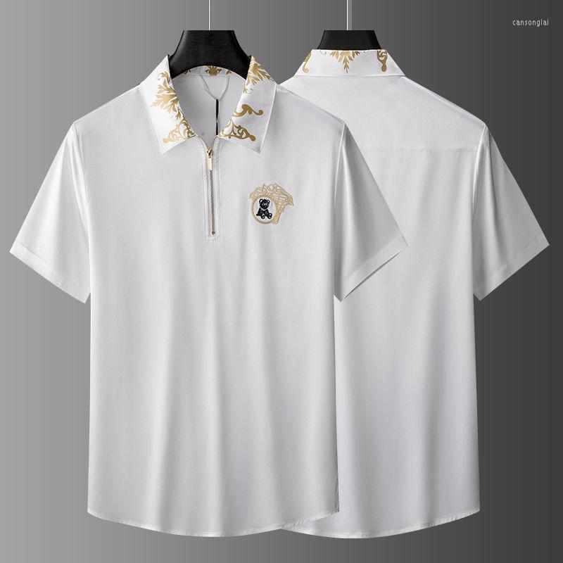Men's T Shirts Summer Handsome Embroidery Bear Short Sleeve T-shirt Men's 2023 High Grade Zipper Polo Shirt, White
Men's T Shirts Summer Handsome Embroidery Bear Short Sleeve T-shirt Men's 2023 High Grade Zipper Polo Shirt, White