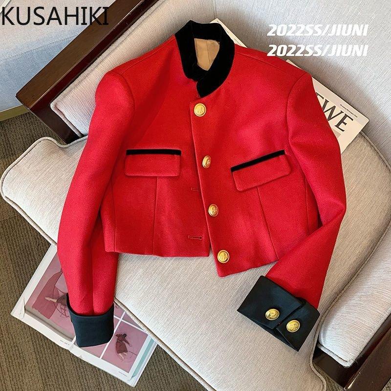 Women' Jackets KUSAHIKI Vintage Hit Color Stand Neck Women Jacket Autumn 2022 Fashion Korean Style Coat Causal Elegant Short Outwear Tops, Red
Women' Jackets KUSAHIKI Vintage Hit Color Stand Neck Women Jacket Autumn 2022 Fashion Korean Style Coat Causal Elegant Short Outwear Tops, Red