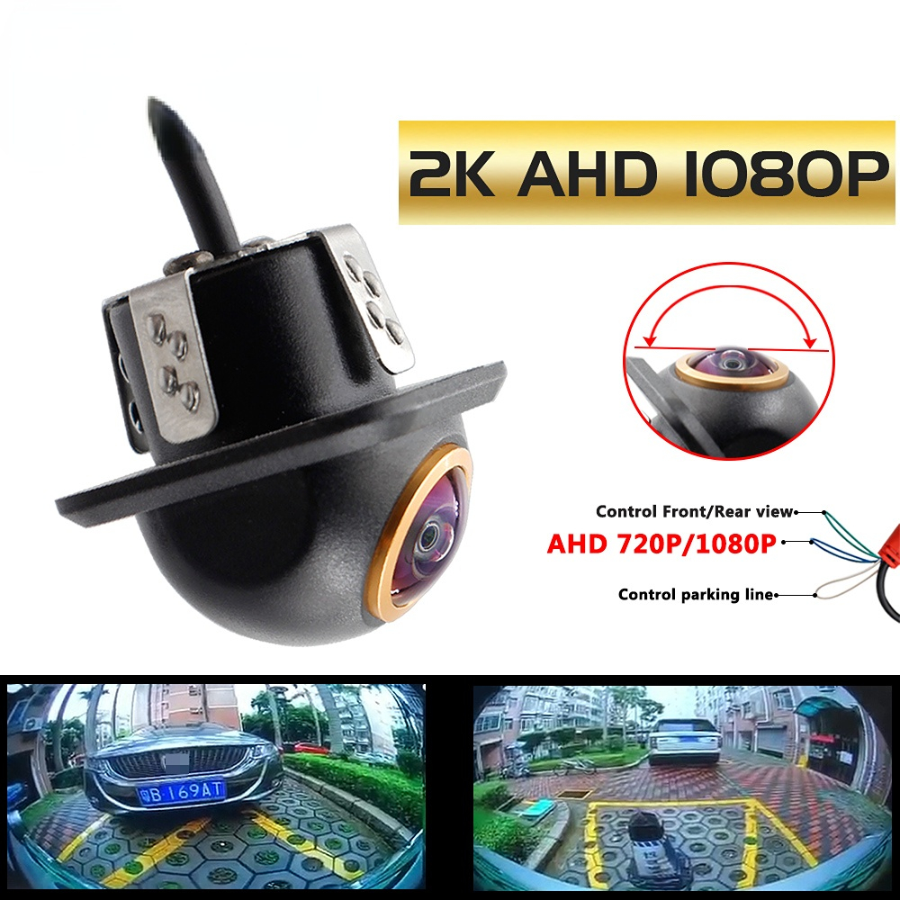AHD 2K CCD 180 Degree Fisheye Lens Car Rear Side Front View Camera Wide Angle Reversing Backup Camera Night Vision Waterproof