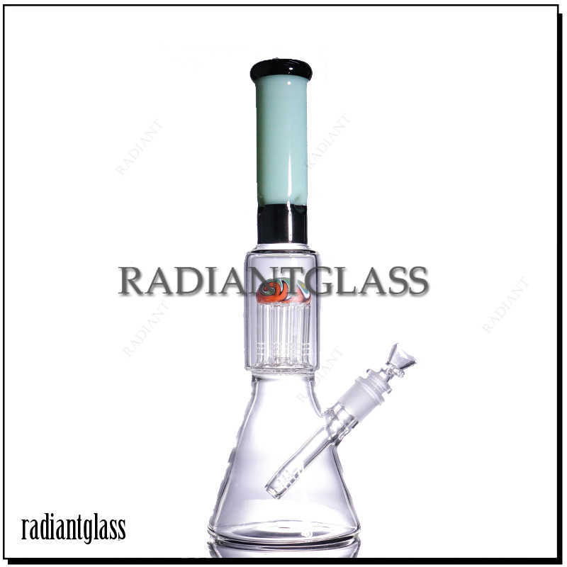 Hookahs Beaker Glass Bong 12 arms tree Perc Corn Bongs thick smoking water pipe with 14mm glass bowl