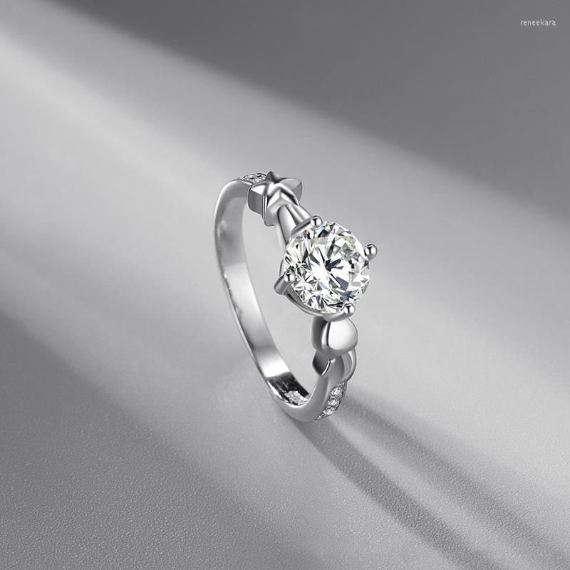 Wedding Rings Japanese And Korean Style Fashion Silver Color Platinum-plated Four Prong Setting Zircon Ring Women's Engagement Jewelry
Wedding Rings Japanese And Korean Style Fashion Silver Color Platinum-plated Four Prong Setting Zircon Ring Women's Engagement Jewelry