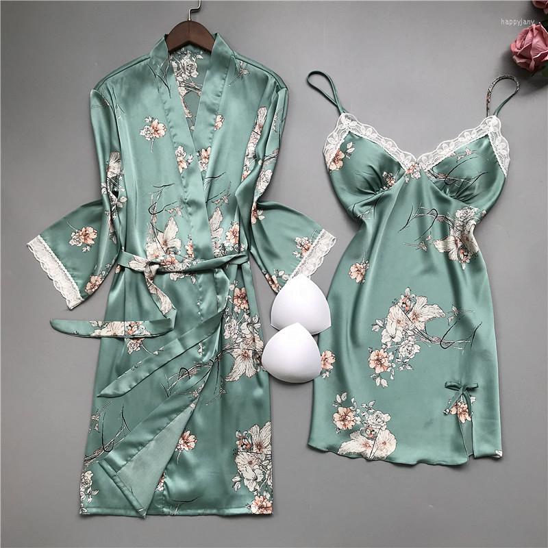Women's Sleepwear 2 Pieces Set Woman Floral Satin Pajamas With Robe Sexy Faux Silk Pijamas Sets Casual Home Clothes Nightwear, Black
Women's Sleepwear 2 Pieces Set Woman Floral Satin Pajamas With Robe Sexy Faux Silk Pijamas Sets Casual Home Clothes Nightwear, Black