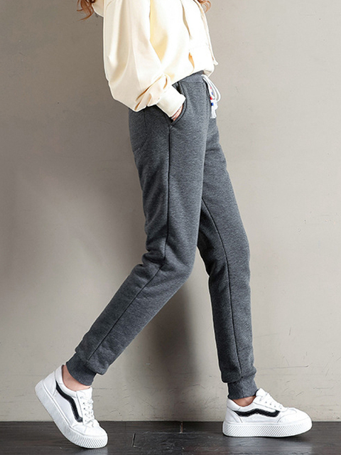 Women's Pants Capris OUMENGKA Women Winter Thick Lambskin Cashmere Warm Female Casual Cotton Loose Harlan Long Trousers S-5XL 3XL 4XL 221109