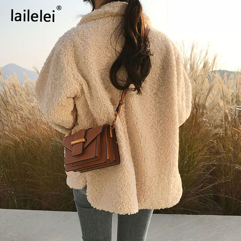 Women's Jackets Faux Fur Thick Coat For Women Autumn Warm Soft Loose Jacket Female Outerwear Button Plush Ladies Casual Winter Overcoat 221109