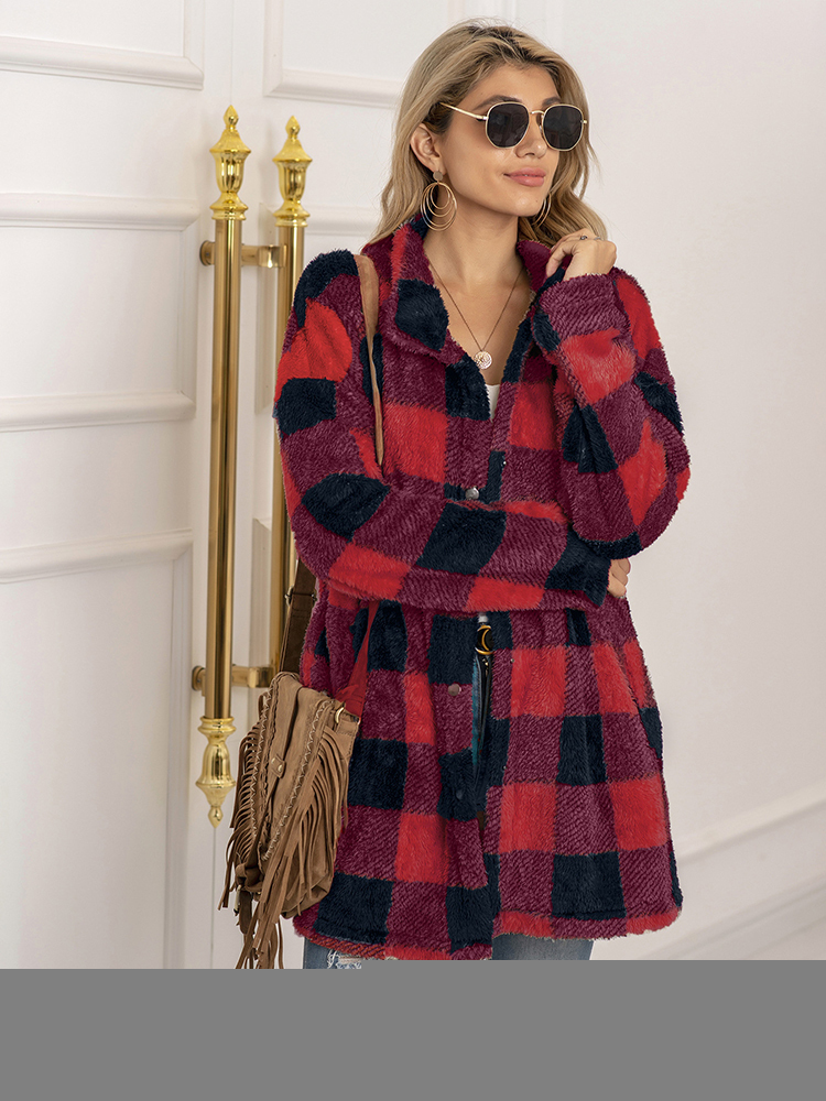 Women's Jackets Fitshinling Vintage Winter Coats Plaid Warm Arrival Fashion Overcoat Female Clothing Plush Soft Coat 221109
