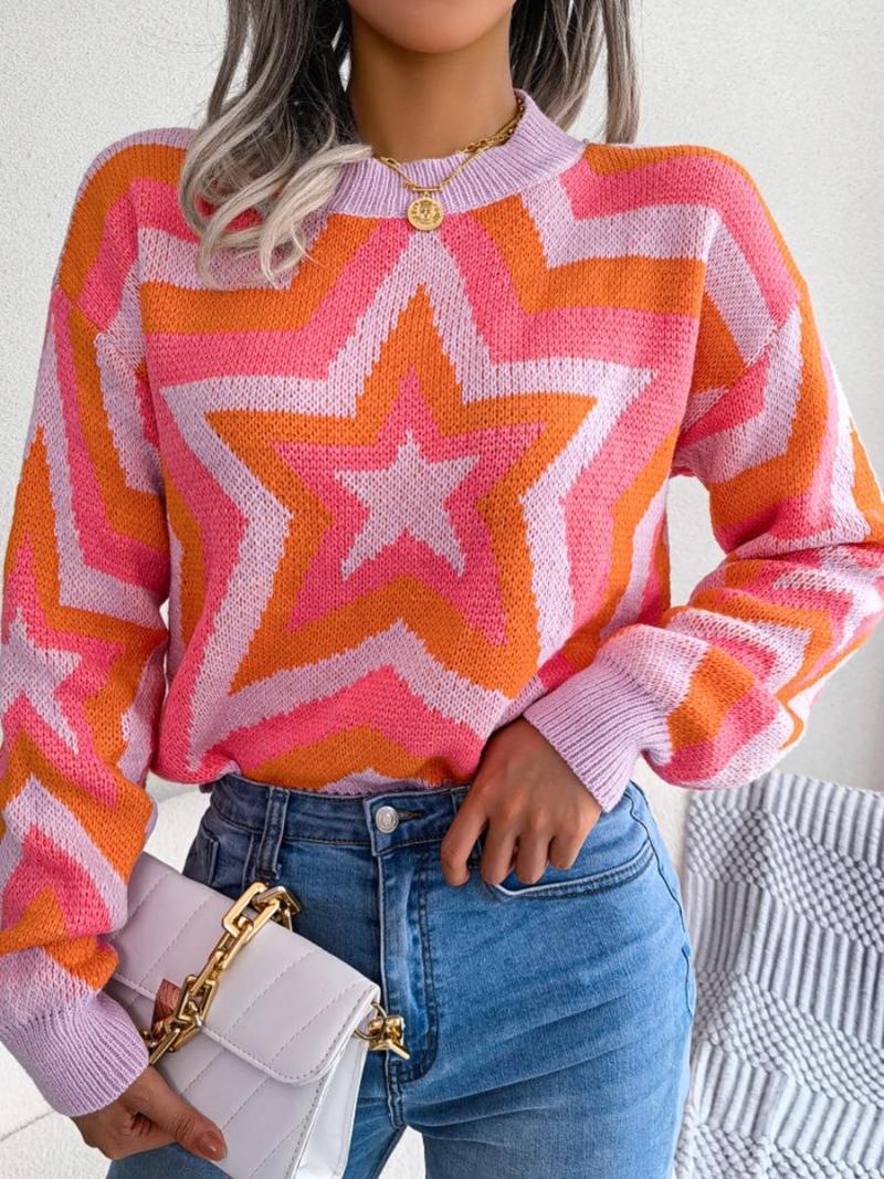 Women' Sweaters Women Fashion Wild Sweater Contrast Color Stars Pattern Round Neck Long Sleeve Knitted Tops Fall Winter Casual Pullovers, Blue
Women' Sweaters Women Fashion Wild Sweater Contrast Color Stars Pattern Round Neck Long Sleeve Knitted Tops Fall Winter Casual Pullovers, Blue