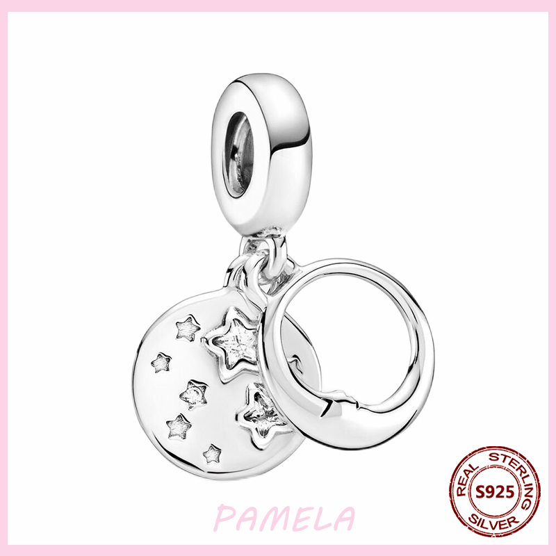 The New Popular Pure Silver Charm Moon Star Charm Pearl DIY Is Used For Primitive Pendant Bracelet Jewelry Fashion Female Gifts