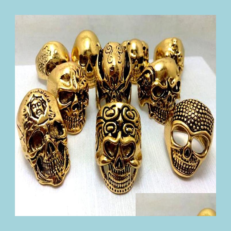 Cluster Rings 30Pcs Gold Skl Head Patten Skeleton Alloy Rings Jewelry Finger Ring Crystal Men Punk Biker Fashion Assorted Style Whol Dhi8L
Cluster Rings 30Pcs Gold Skl Head Patten Skeleton Alloy Rings Jewelry Finger Ring Crystal Men Punk Biker Fashion Assorted Style Whol Dhi8L