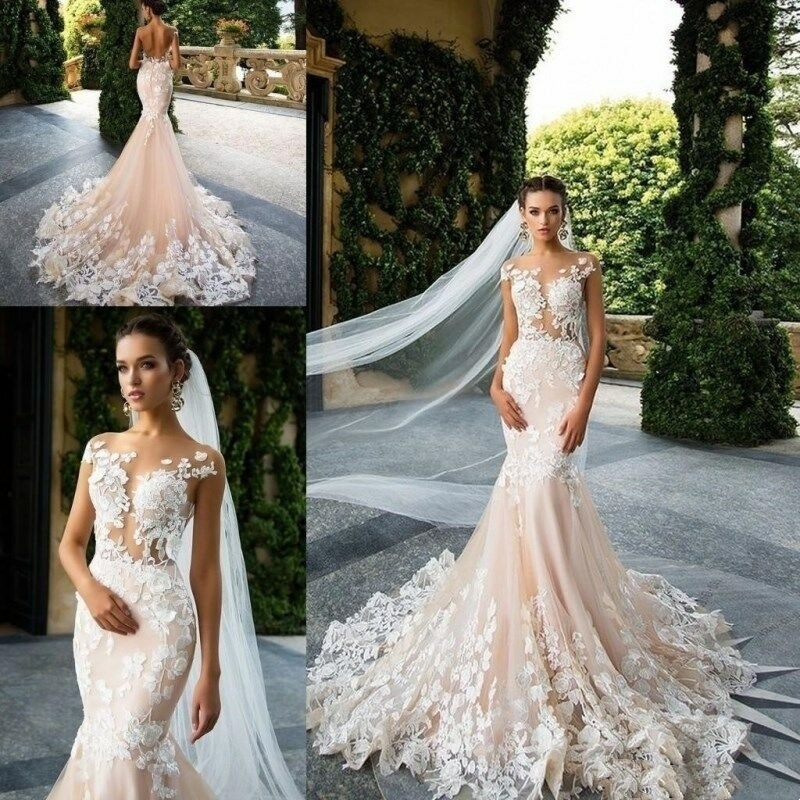 Luxury Sexy Mermaid Wedding Dresses lace Tulle Lace Appliques Crystal Beaded Diamond Bridal Gowns Custom Size