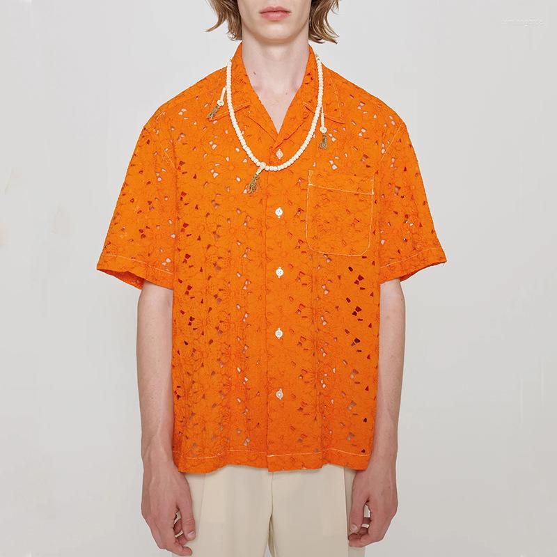Men' T Shirts Fashion Mens Hollow Lace Embroidery Floral Solid Button-down Turn-down Collar Cardigans Men Summer Short Sleeve Shirt, 01 orange
Men' T Shirts Fashion Mens Hollow Lace Embroidery Floral Solid Button-down Turn-down Collar Cardigans Men Summer Short Sleeve Shirt, 01 orange