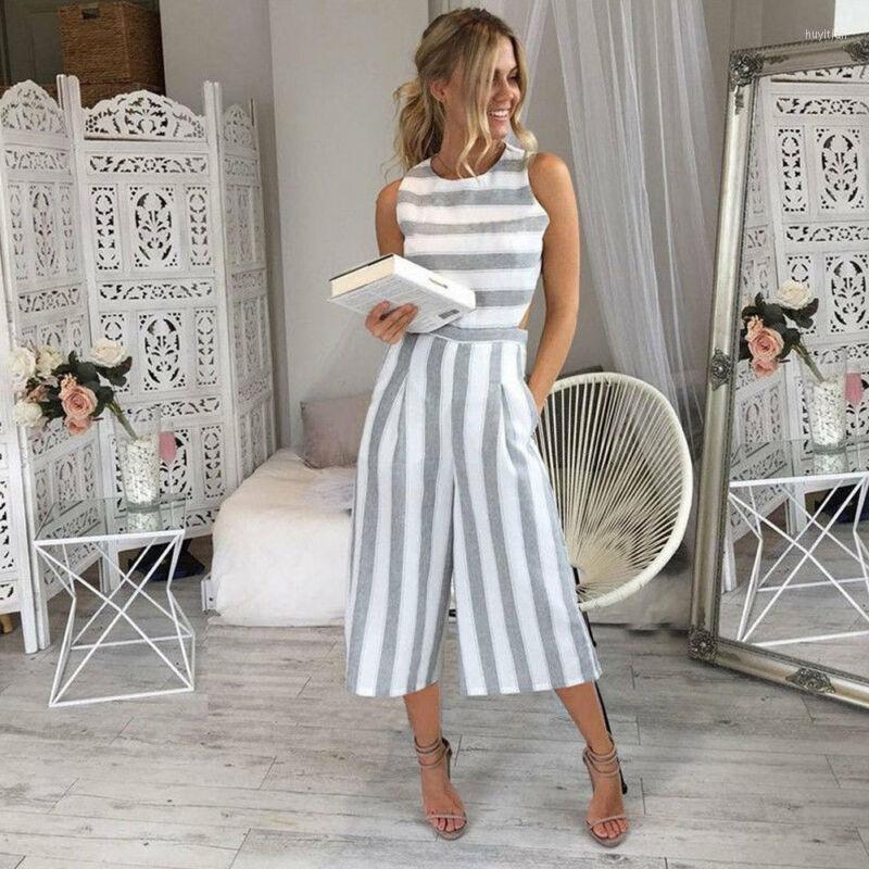Women' Jumpsuits Women' & Rompers Summer Fashion Casual Women Striped Slim Sleeveless O-Neck Backless Wide Leg Pants, Gray
Women' Jumpsuits Women' & Rompers Summer Fashion Casual Women Striped Slim Sleeveless O-Neck Backless Wide Leg Pants, Gray