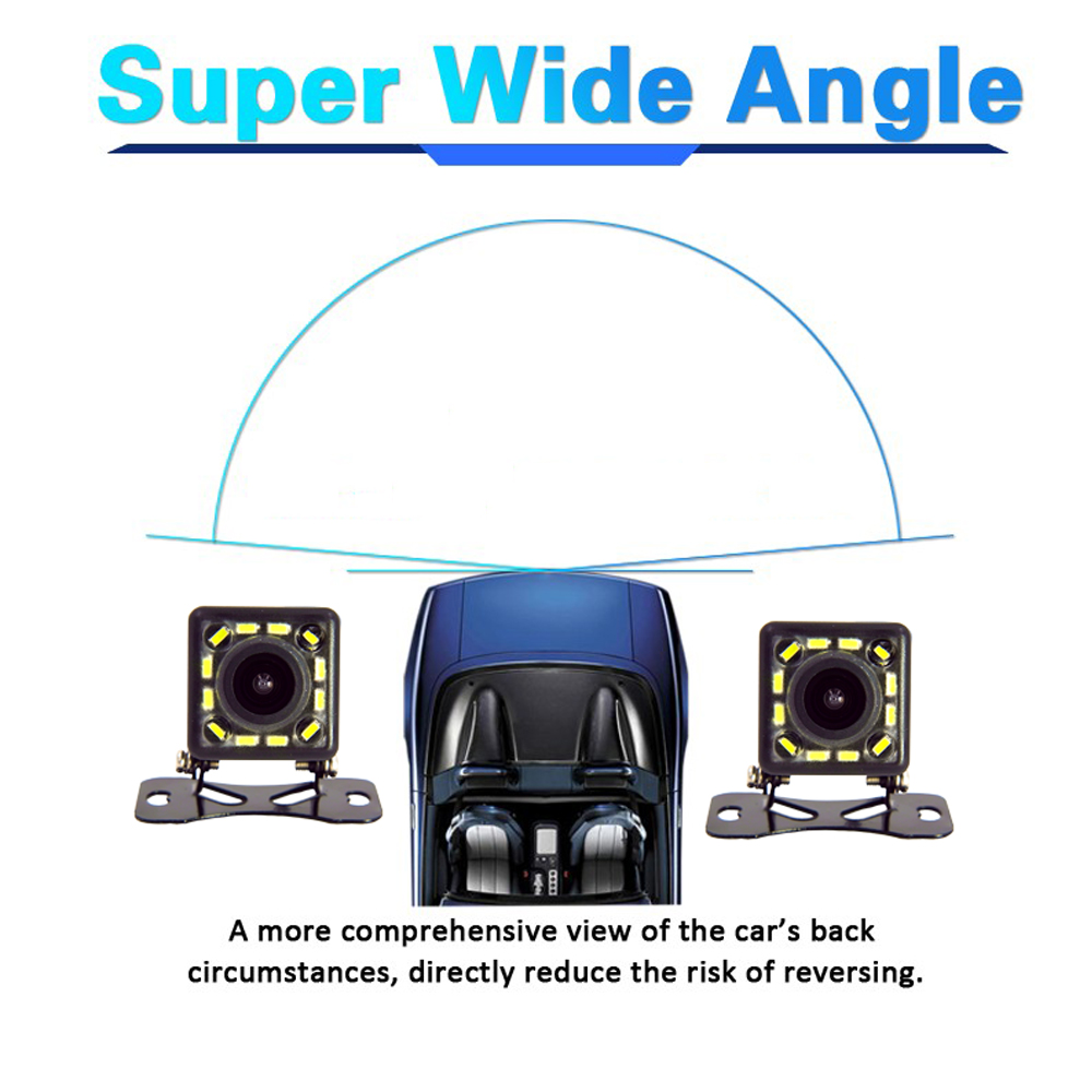 CAR Reverse Camera for Backup Parking Assistance Universal Waterproof with HD CCD 12 LEDs Night Wide Rear View Angle
