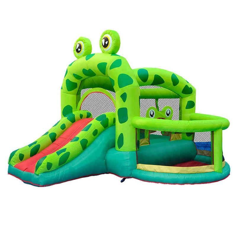 Cartoon frog outdoor small Inflatable Bouncers bounce house with slide children's playground naughty castle