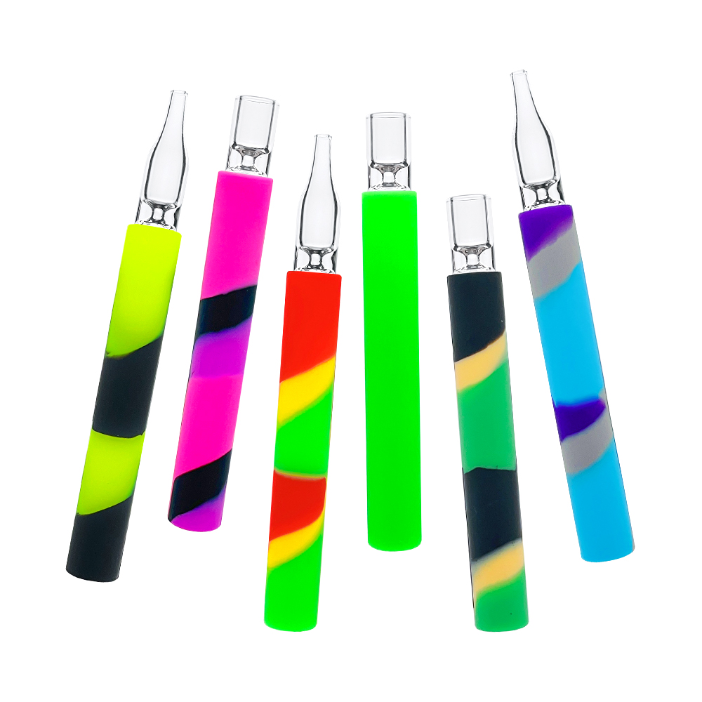 Smoking Pipe silicone base with Glass Straw glass one hitter pipes smoke accessory