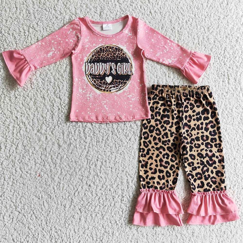 New Fashion Baby Girls Designer Clothes Set Boutique Daddys Girl Clothes Long Sleeve Top Leopard Ruffer Pants Children Outfits Wholesale, Watermelon red
New Fashion Baby Girls Designer Clothes Set Boutique Daddys Girl Clothes Long Sleeve Top Leopard Ruffer Pants Children Outfits Wholesale, Watermelon red