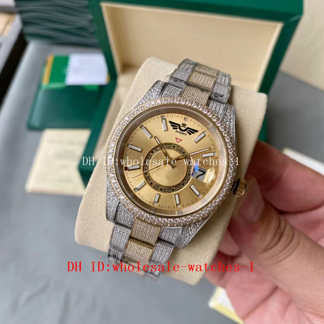 5 Star Super 17 Style Full Diamond Watch Sky-Dweller Two-Tone Gold Steel 42mm Watch 326933 Automatic 18k Sapphire Watches Mens Men's Wristwatches, Travel bag
5 Star Super 17 Style Full Diamond Watch Sky-Dweller Two-Tone Gold Steel 42mm Watch 326933 Automatic 18k Sapphire Watches Mens Men's Wristwatches, Travel bag