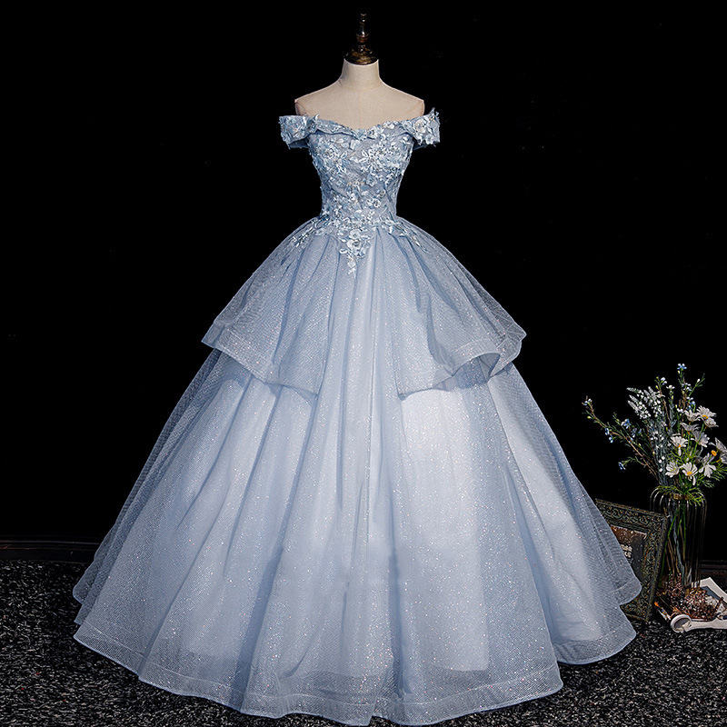 ball gown Evening Dresses 3D applique Long lace Formal Prom Gowns Nigerian Woman robe de soiree Special Occasion Quinceanera gown