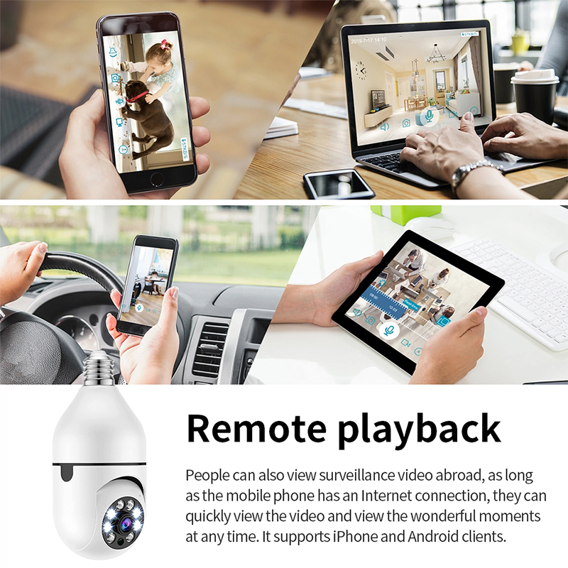 1080P HD Wi-Fi Security Camera 360° Panoramic WiFi IR IP E27 Light Bulb Camera Night Vision Waterproof Cameras Automatic Human Tracking Zoom