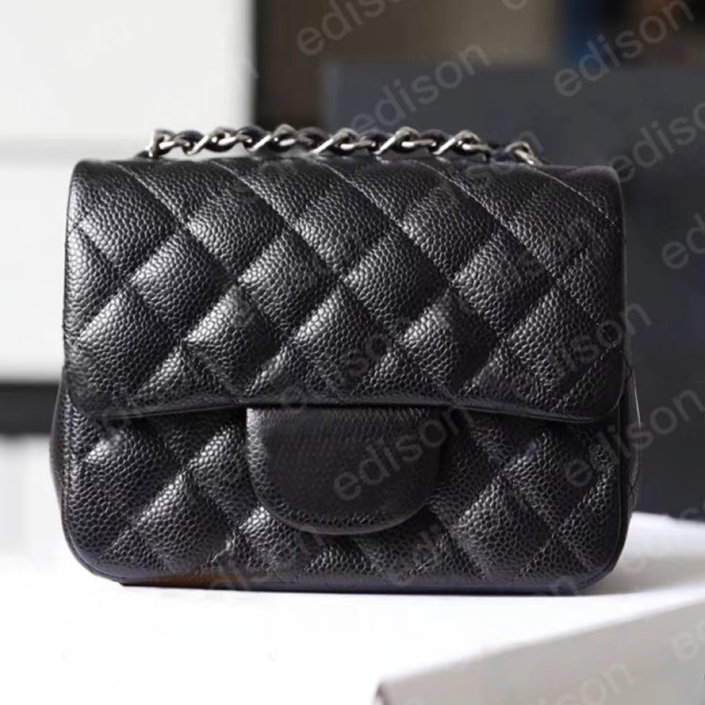 AAAAA Luxury Designer Woman Bag Mini Square Flap Real Leather Caviar Lambskin Classic Black Purse Quilted Hangbags Crossbody Shoulder Gold Chain Box Bags