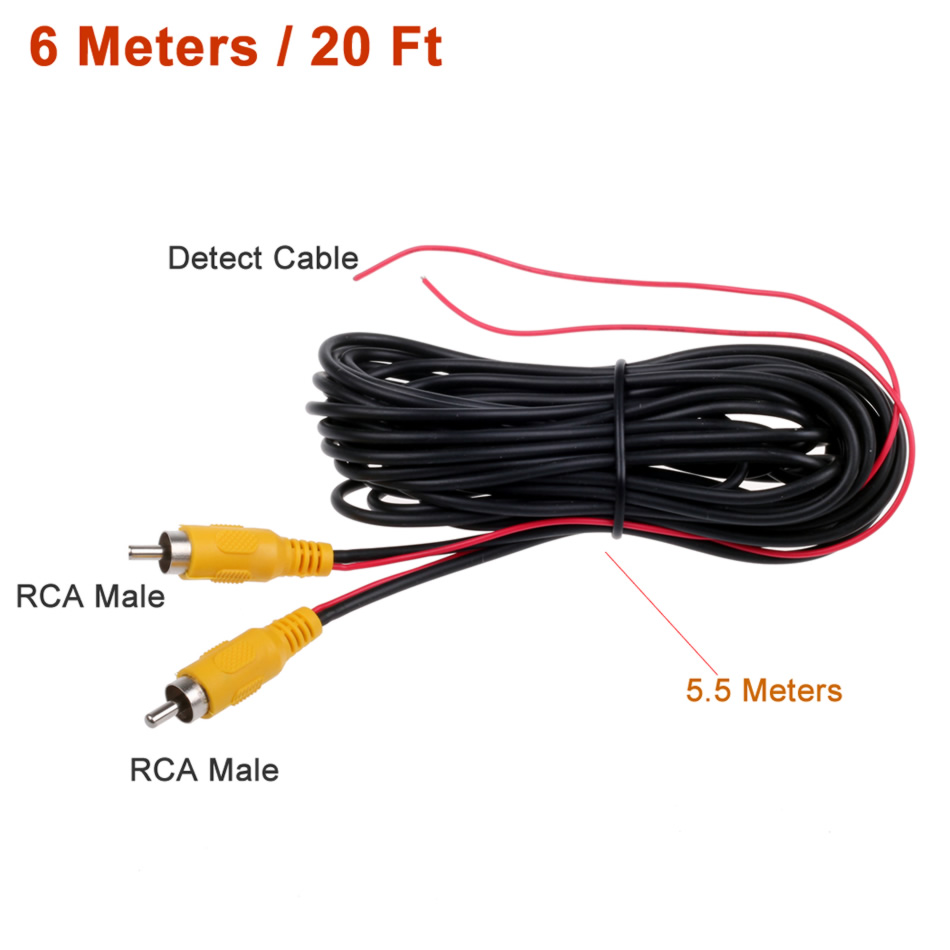 RCA Car Male Female Car Reverse Rear View Parking Camera Video Extension Cable Cord with Trigger Wire 5 10 15 20 Meters
