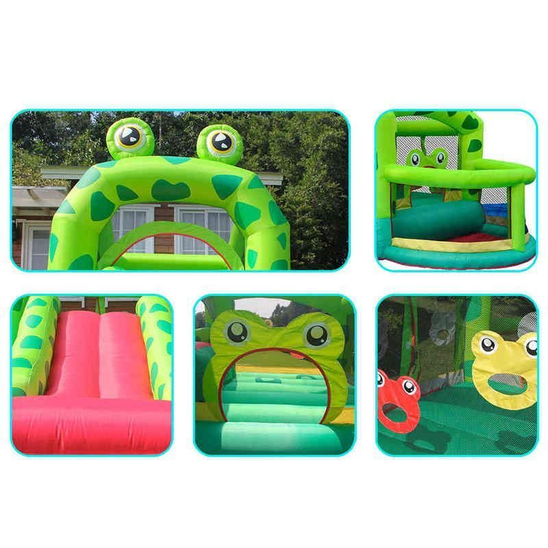 Cartoon frog outdoor small Inflatable Bouncers bounce house with slide children's playground naughty castle
