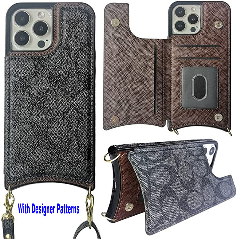 Luxury Wallet Designer Cases for iPhone 13 Pro Max 6.7 Inch 14Plus 12 11 XR XS Women Leather Classic Pattern Protective Flip Folio Cover with Credit Card Holder Slot Case