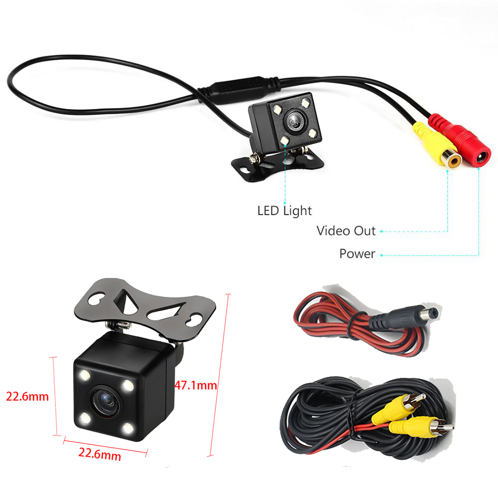 Car Rear View Camera HD Rear View Video Vehicle Backup Reverse Cameras 4 LED Night Vision Parking Camera Wide Angle