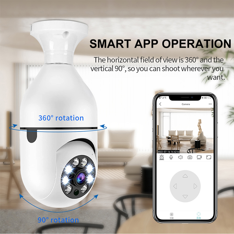 1080P HD Wi-Fi Security Camera 360° Panoramic WiFi IR IP E27 Light Bulb Camera Night Vision Waterproof Cameras Automatic Human Tracking Zoom