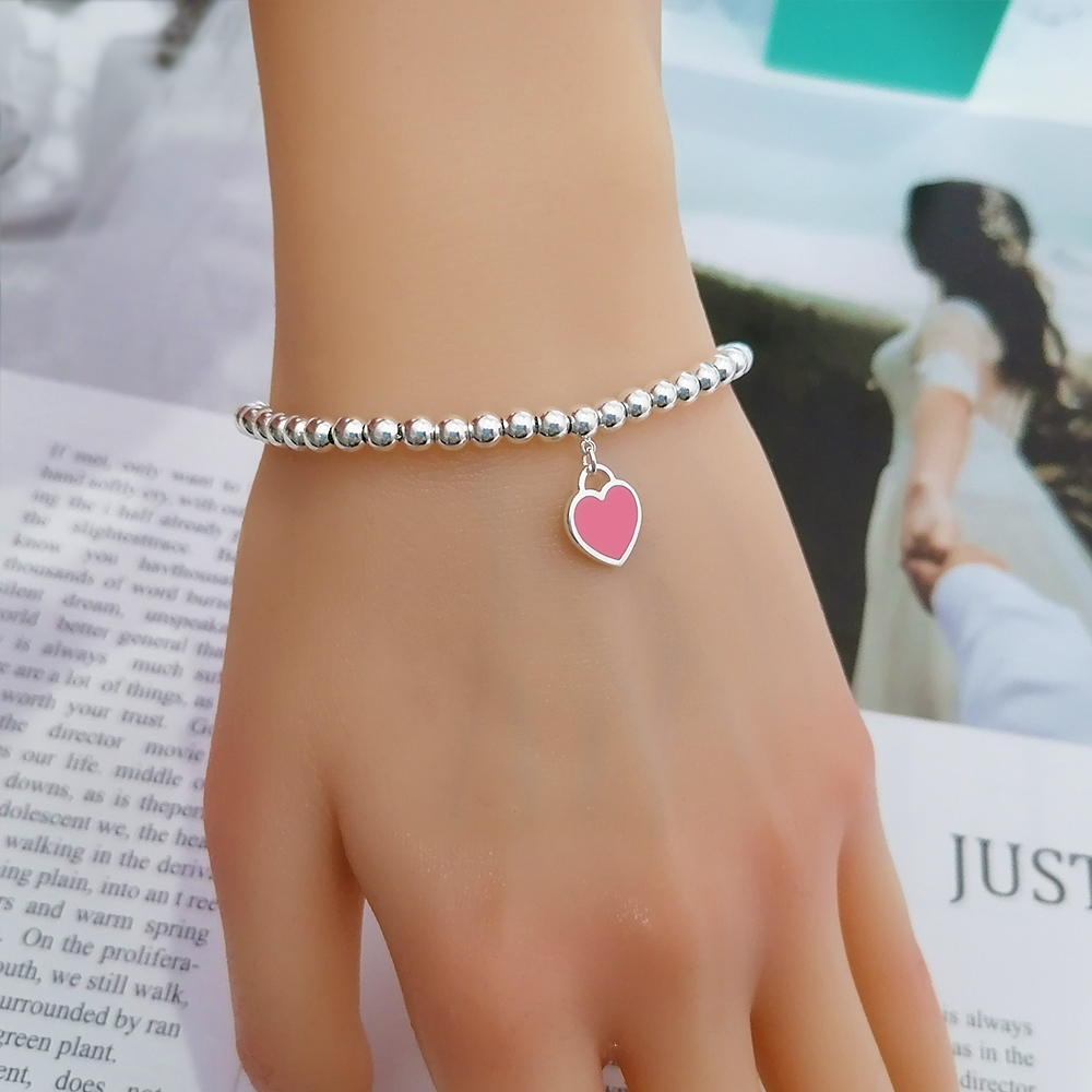 Bangle New 925 Sterling Silver love tag bracelets Brand Luxury Couple Beaded Strands Chains Heart Balls 4MM Bead Bracelet For Women Blue box Charm
Bangle New 925 Sterling Silver love tag bracelets Brand Luxury Couple Beaded Strands Chains Heart Balls 4MM Bead Bracelet For Women Blue box Charm