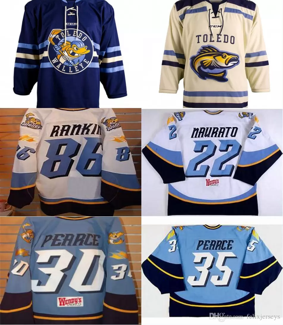 Toledo Walleye 22 Naurato 30 Pearce 35 Pearce 86 Evan Rankin 100% Embroidery Custom any name or number Mens Womens Youth Hockey Jersey
Toledo Walleye 22 Naurato 30 Pearce 35 Pearce 86 Evan Rankin 100% Embroidery Custom any name or number Mens Womens Youth Hockey Jersey