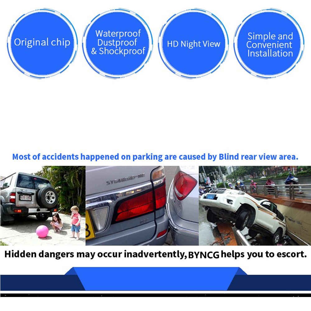 CAR Reverse Camera for Backup Parking Assistance Universal Waterproof with HD CCD 12 LEDs Night Wide Rear View Angle