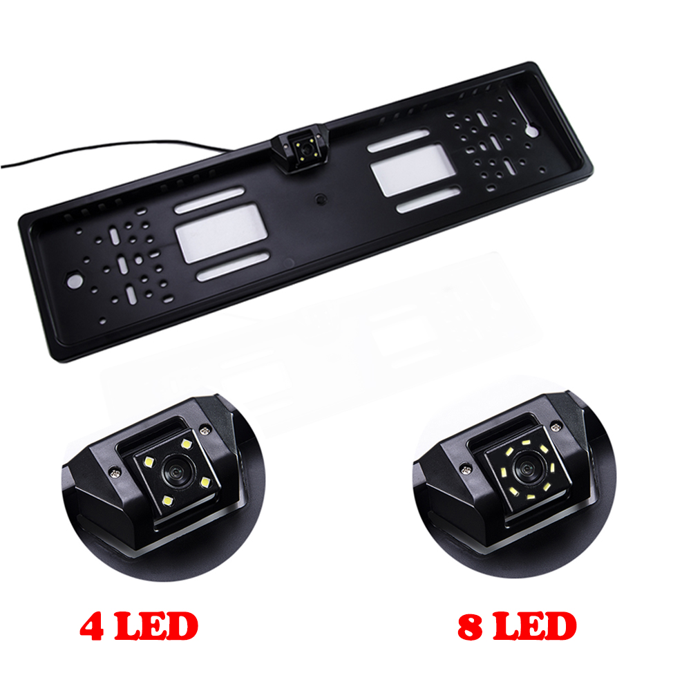 XINMY Car Rear View Camera EU European License Plate Frame Waterproof Night Vision Reverse Backup Camera 4 Or 8 LED Light