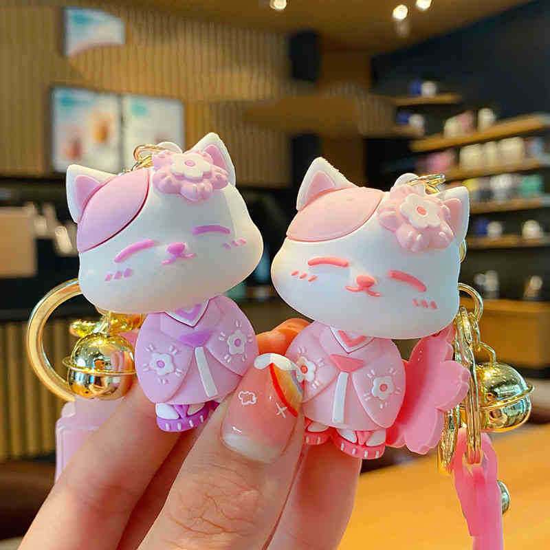 Keychains Womens cat shaped key chain creative Japanese kimono cartoon lucky charm pendant jewelry car gifts
Keychains Womens cat shaped key chain creative Japanese kimono cartoon lucky charm pendant jewelry car gifts