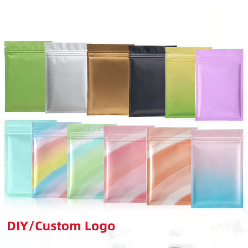 Wholesale multi color Resealable Zip Mylar Bag Food Storage Aluminum Foil Bags plastic packing bag Smell Proof Pouches 100pcs
